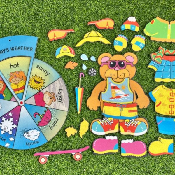 The weather bear felt board set with weather wheel